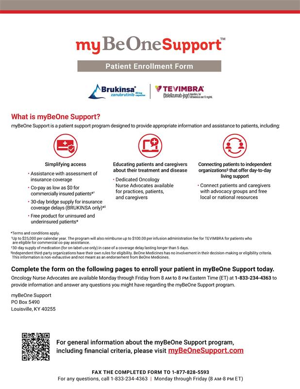 myBeOne Support program patient enrollment form